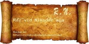 Rövid Nikodémia névjegykártya
